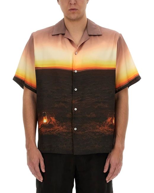 MSGM Black Shirt "sunset" for men