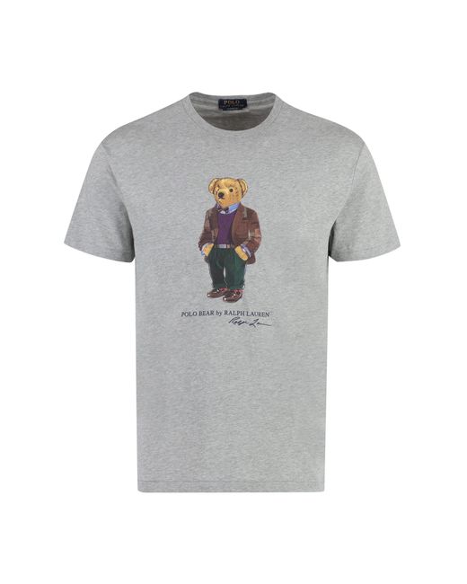 Ralph Lauren Gray Printed Cotton T-Shirt for men