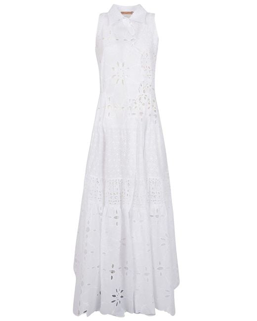 Ermanno Scervino White Broderie Anglaise Long Shirtdress