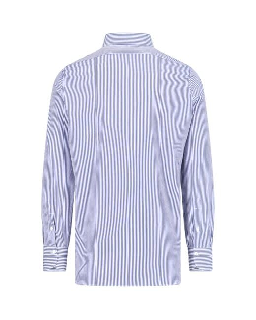 Finamore 1925 Blue Stripe Shirt for men