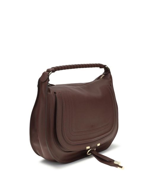 Chloé Brown Marcie Shoulder Bag Calf Leather Bos Taurus