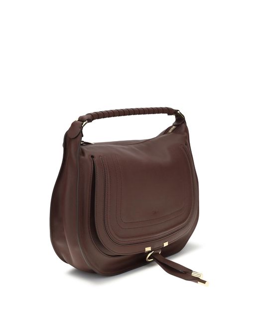 Chloé Brown Shoulder Bag Marcie Calfskin Calf Leather