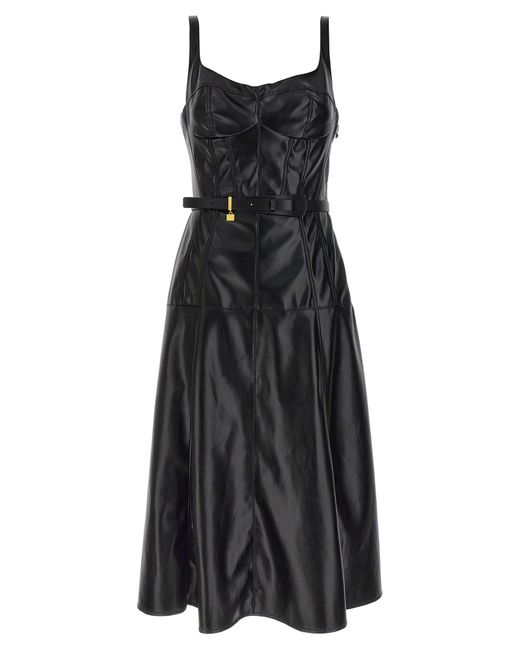 Elisabetta Franchi Black Bustier Midi Dress Dresses