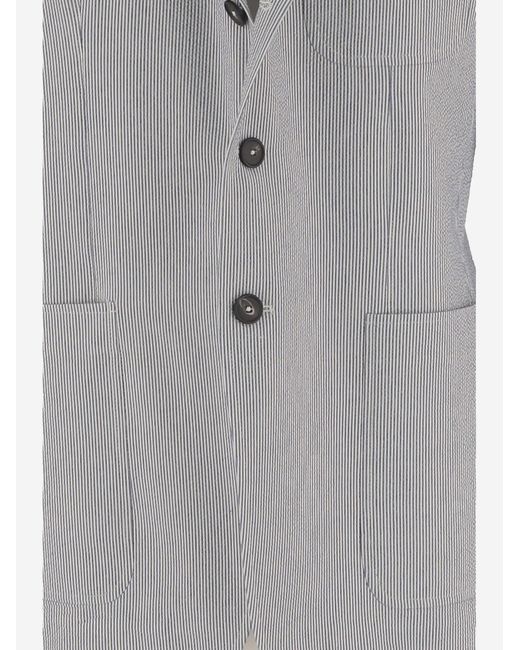 Tagliatore Gray Jacket Single-Breasted Striped for men