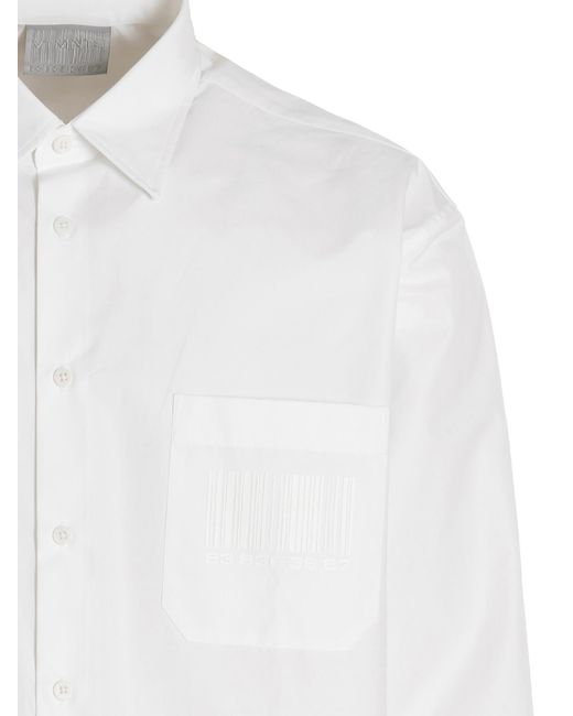 VTMNTS White Barcode Shirt Cotton Shirt, Blouse for men