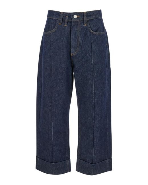 Tela Blue Brooklyn Jeans With Logo Patch On The Rear And Turn-Up Hem