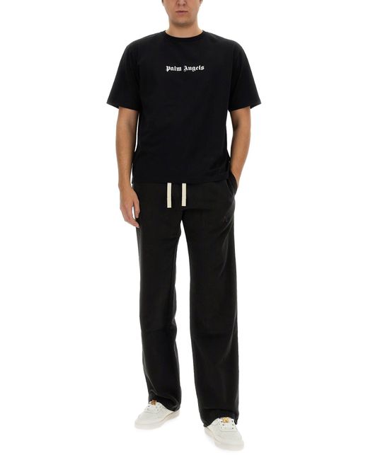 Palm Angels Black Pants With Logo for men
