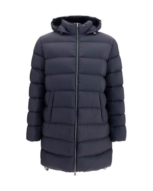 Herno Blue Long Padded Jacket Polyamide Down for men
