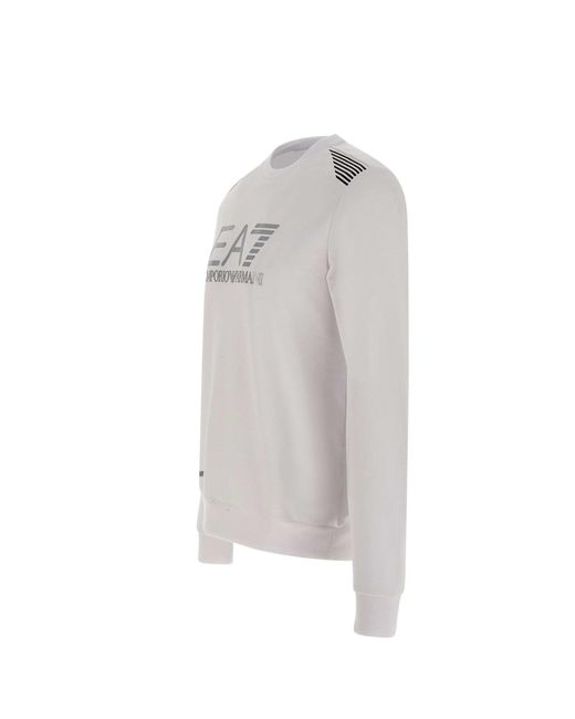 EA7 White Cotton Sweatshirt for men