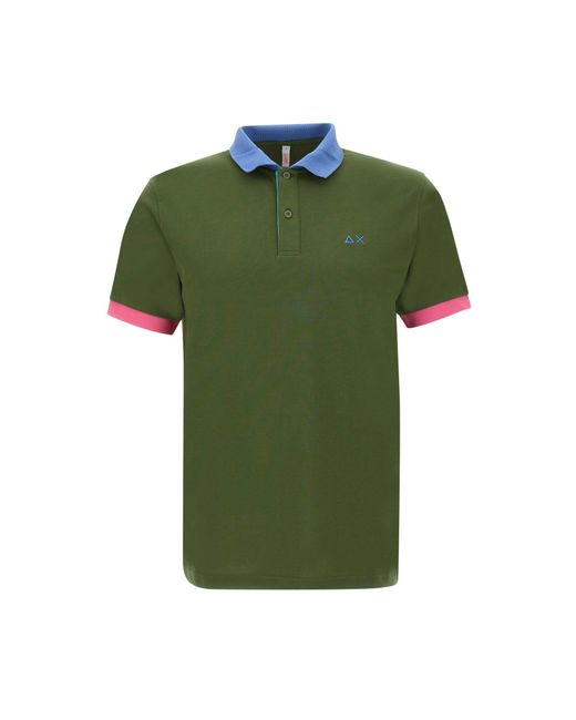 Sun 68 Green 3-Colors Cotton Polo Shirt for men
