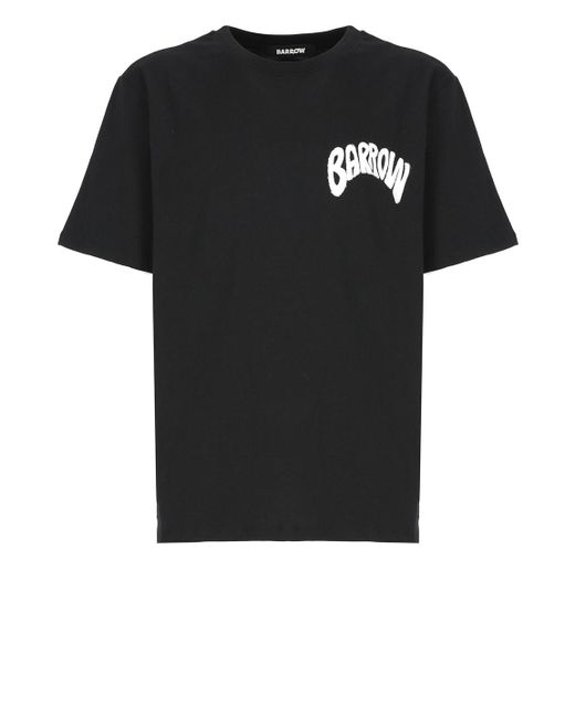 Barrow Black T-Shirt With Logo Print On Front And Back for men