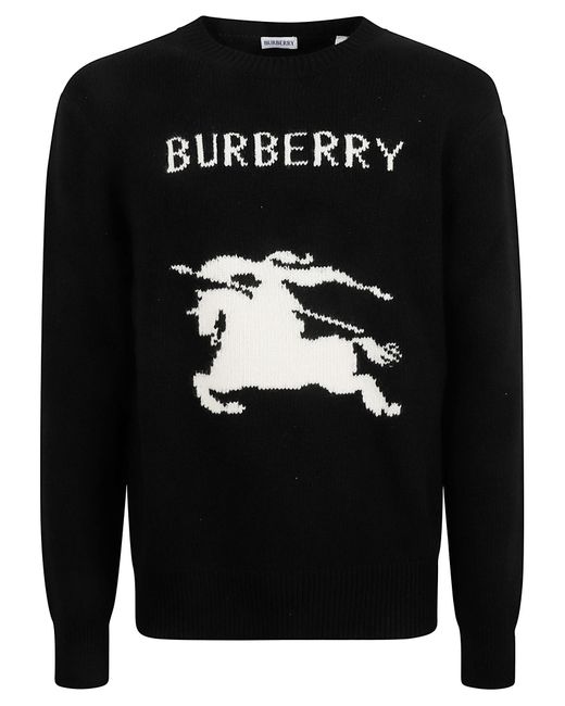Burberry Men's Black Logo Detail Rib Knit Sweater