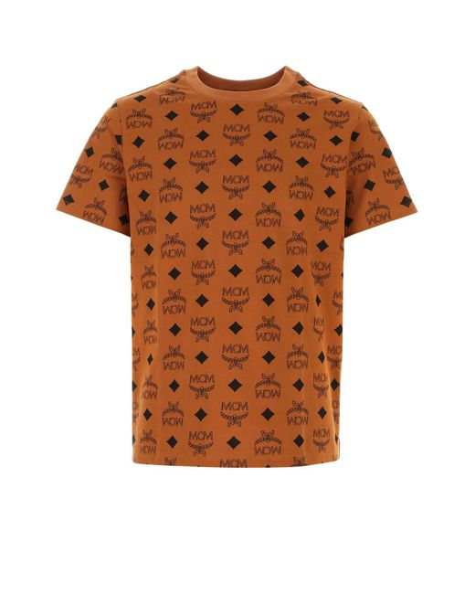 MCM Brown Printed Cotton T-Shirt for men