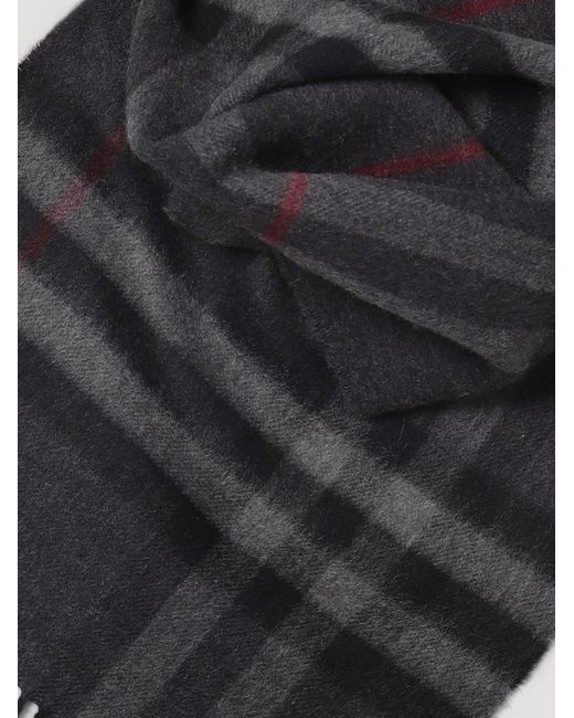 Burberry Blue Cachemere Scarf With Giant Check Motif for men