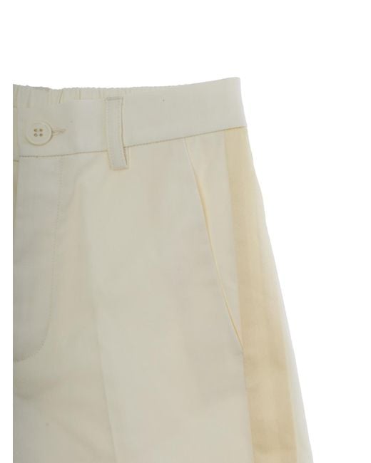 MM6 by Maison Margiela Natural Bermuda Shorts Wide-Leg Wool