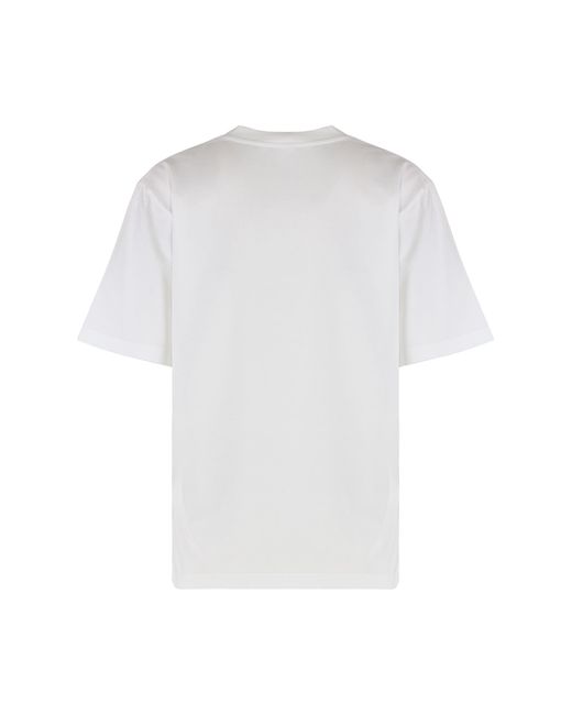 MM6 by Maison Margiela White T-Shirt Crew Neck Cotton T-Shirts & Jerseys
