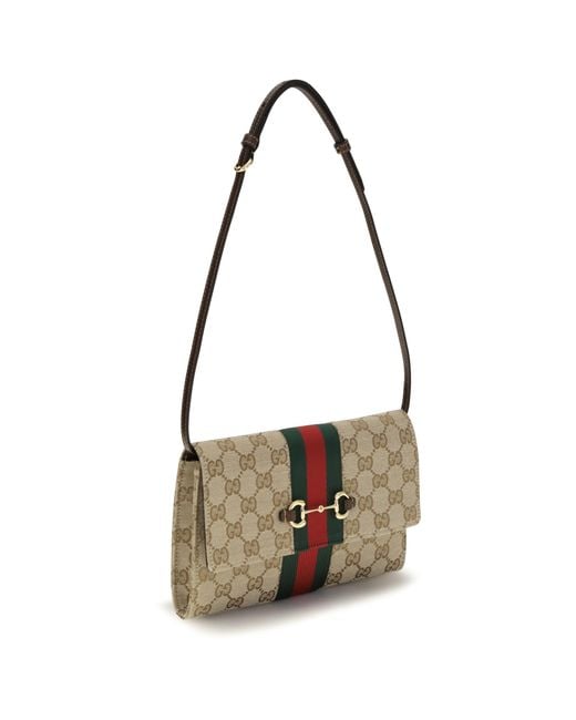Gucci White Horsebit Web Wallet With Shoulder Strap