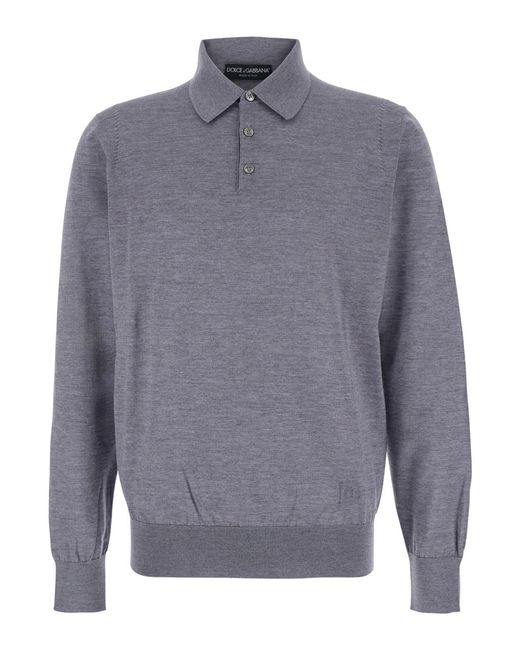 Dolce & Gabbana Gray Solid Shirt Collar Polo for men