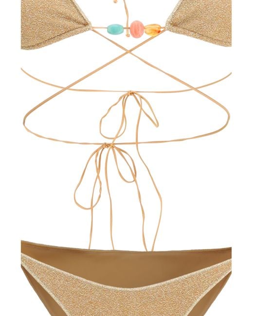 Oseree White Lumière Beads Bikini Polyamide; Elastane Swimwear