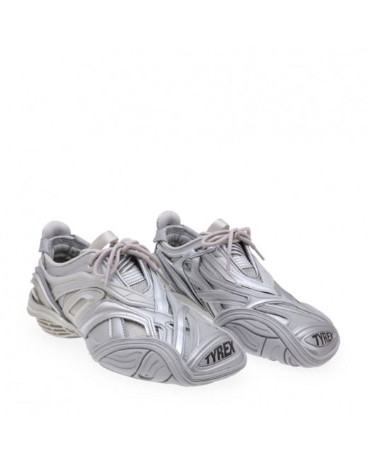 Balenciaga Gray Metallic Low-Top Sneakers