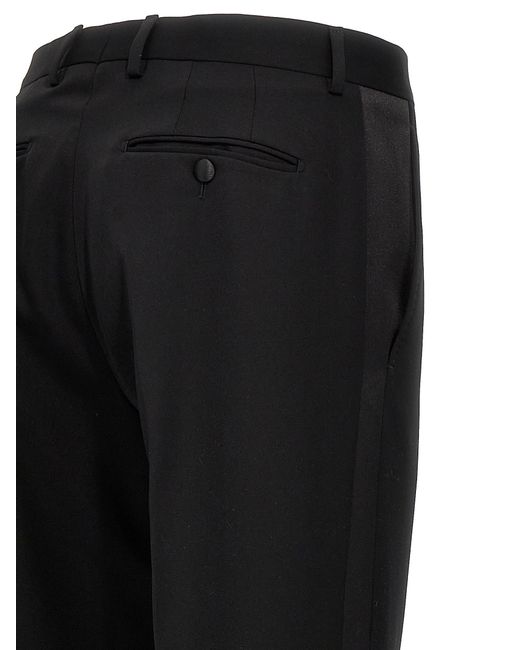 Lanvin Black Tailored Wool Tuxedo Pants for men