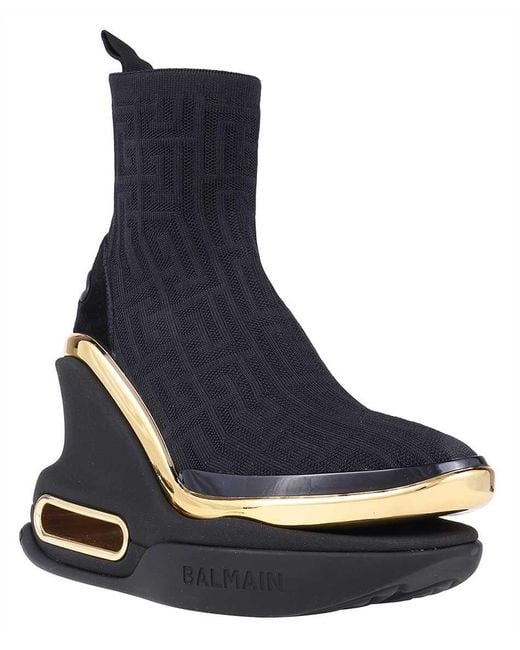 Balmain Blue High-Top Fabric Sneakers