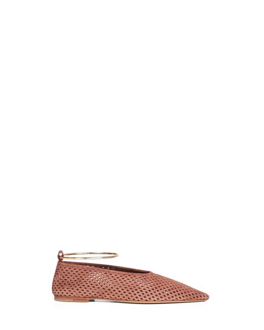 Jil Sander Pink Umber Pointed Toe Ballet Flats With Anklet