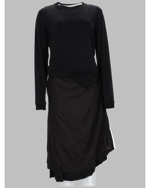 Maison Margiela Black Draped Midi Dress Cupro Elastane