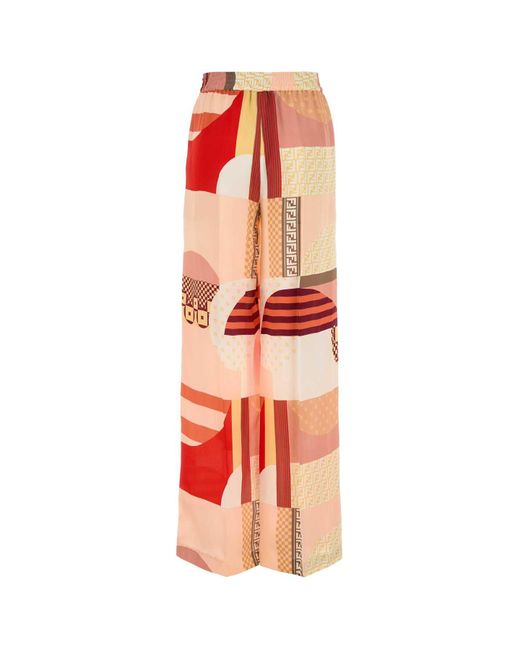 Fendi White Printed Crepe Pyjama Pant