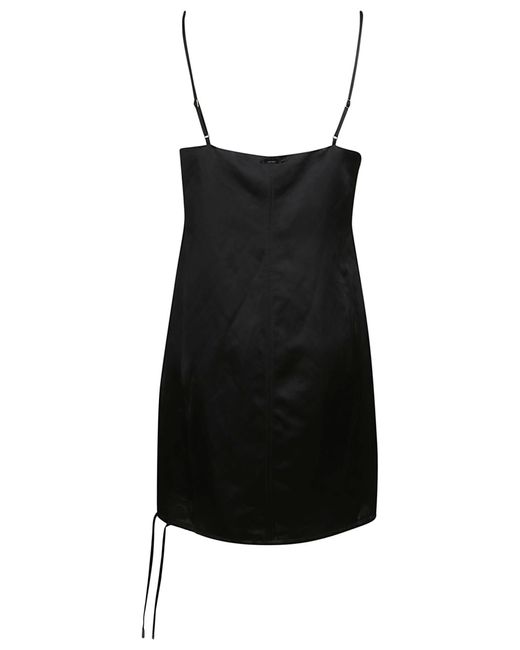 Calvin Klein Black Viscose Linen Mini Slip Dress