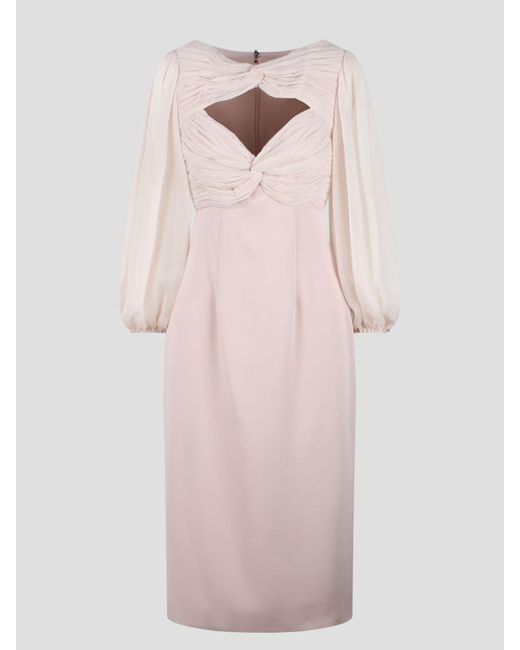 Costarellos Pink Arwenne Cutout Midi Dress