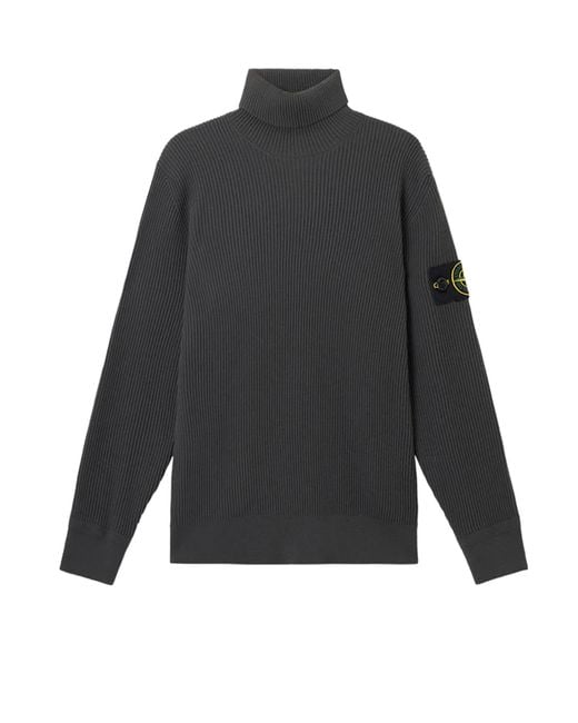 Stone Island Gray Certified Virgin Wool Turtleneck Sweater for men