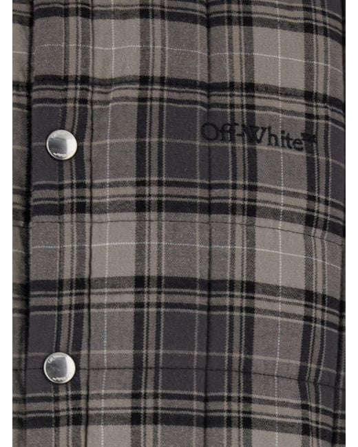 Off-White c/o Virgil Abloh Gray Shirt With Logo Lettering On The Front And All-Over Check Motif for men
