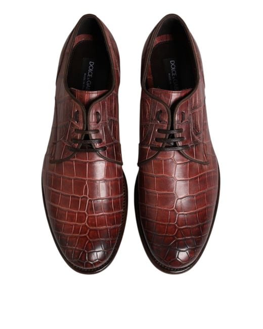 Dolce & Gabbana Leather Lace Up Derby Dress Shoes Crocodile  display picture 1