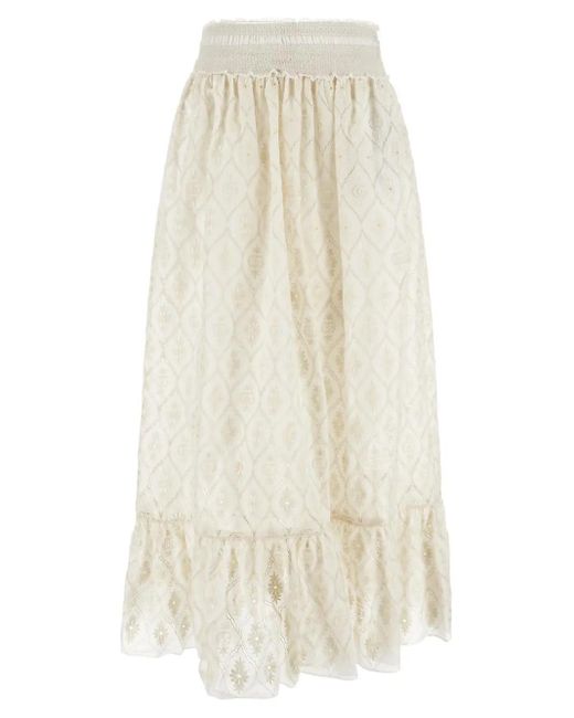 Gucci White Double G Flower Lace Skirt