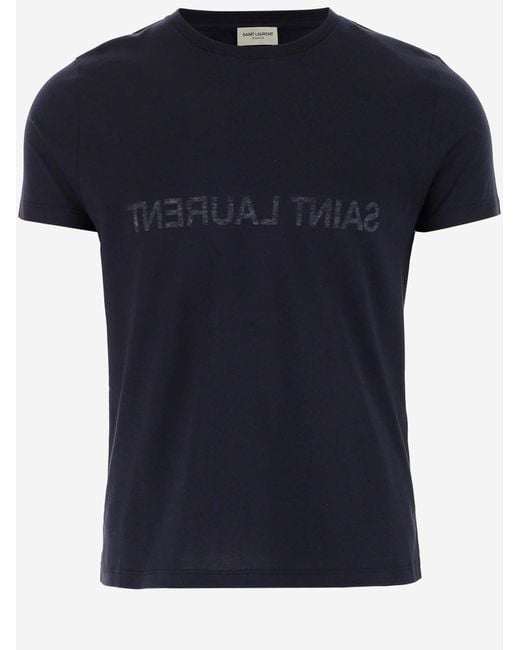 Saint Laurent Blue T-Shirt Cotton T-Shirts for men