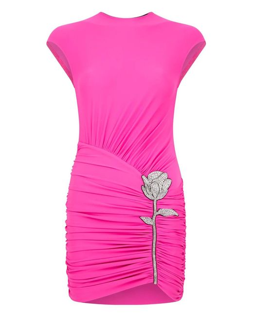 David Koma Pink Fuscia Soft Lycra Mini Dress