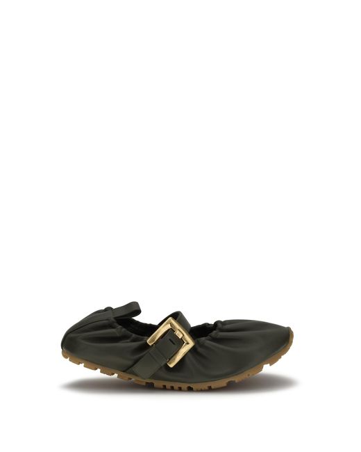 Balmain Green Ballerinas Buckle-Strap Ballerina Shoes