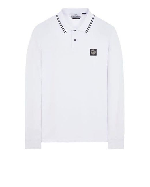Stone Island White Polo Shirt Cotton, Elastane for men