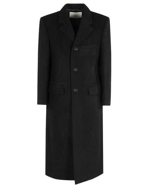DUNST Black 2-Way 3 Button Boucle Wool Coat for men