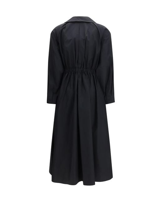 Max Mara Black Pedaggi Midi Dress Cotton Poplin