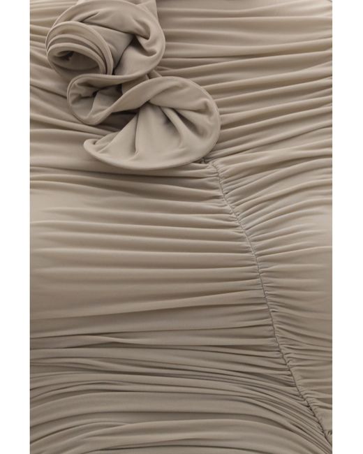 Magda Butrym Natural Draped High-Neck Dress Cupro; Elastane