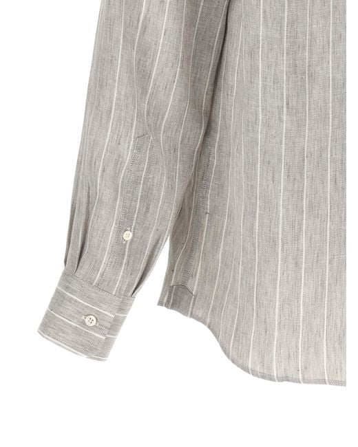 Brunello Cucinelli Gray Linen Blouse for men