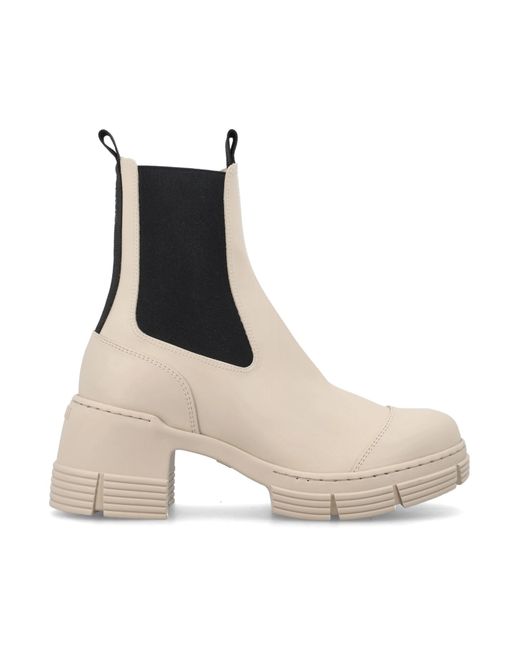 Ganni Heeled City Boots in Natural | Lyst