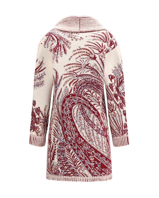 Etro White Wool And Cotton Maxi Cardigan