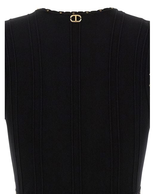 Twinset Black Rhinestone Studded Dress
