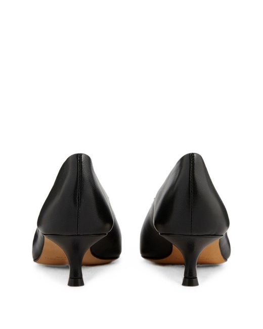 Le Monde Beryl Black Babouche Kitten Heel Smooth Calf Leather Pointed Pumps With Kitten Heel