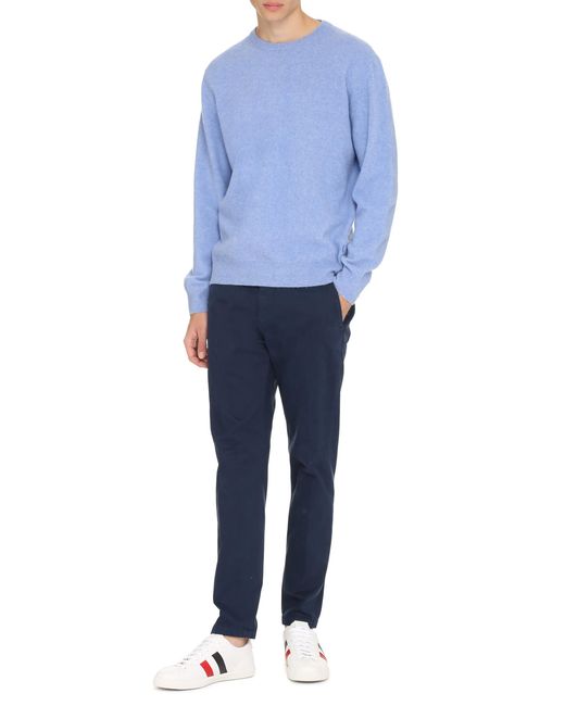 THE (Alphabet) Blue Pullover Lambswool & Cashmere Sweatshirts for men