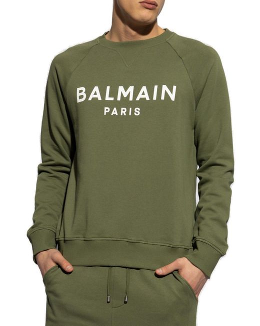 Balmain Green Sweatshirt With Logo for men