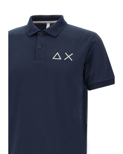 Sun 68 Blue Big Logocotton Polo Shirt for men